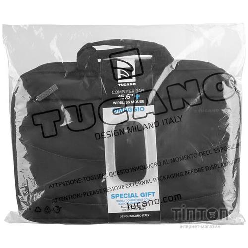 Сумка для ноутбука Tucano 15.6" SLIM BAG IDEALE + Wireless mouse, Black (BU-BIDEA-WM)