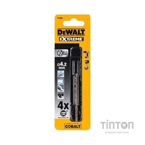 Свердло DeWALT EXTREME INDUSTRIAL COBALT HSS-CO, 4,2 х 75 х 43 мм (DT4961)