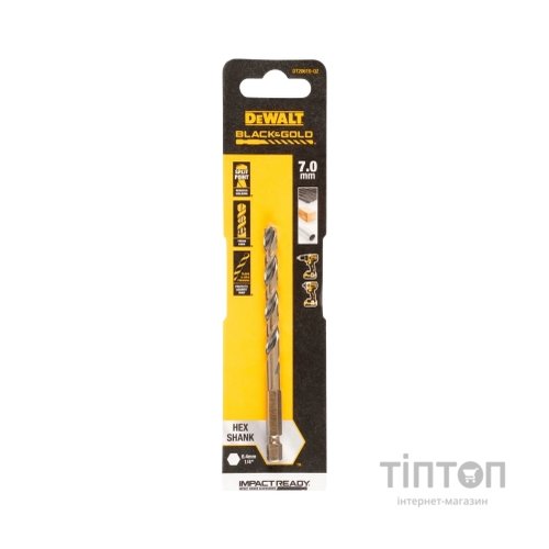 Свердло DeWALT по металу EXTREME IMPACT Black&Gold, HSS-G, 7 х 111 х 73 мм, 1 шт. (DT20610)