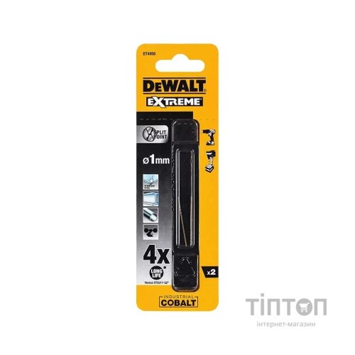 Свердло DeWALT по металу EXTREME INDUSTRIAL COBALT HSS-CO, 1 х 34 х 12 мм, 2 шт (DT4958)