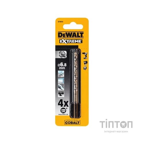 Свердло DeWALT по металу EXTREME INDUSTRIAL COBALT HSS-CO, 6,8 х 109 х 66 мм (DT4910)