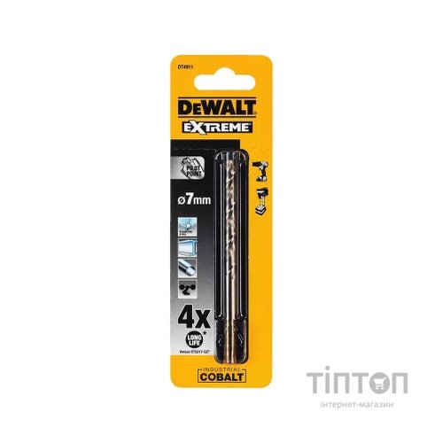 Свердло DeWALT по металу EXTREME INDUSTRIAL COBALT HSS-CO, 7 х 109 х 66 мм (DT4911)