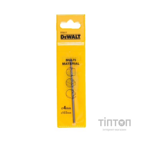 Свердло DeWALT універсальне D = 4 мм, L = 103 мм, WL = 73 мм, 1 шт (DT6517)