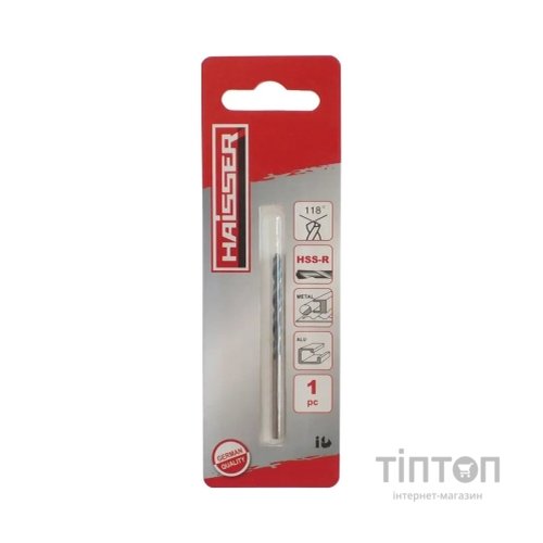 Свердло HAISSER по металу HSS - 3.2х36х65мм DIN 338, 1шт (21606)