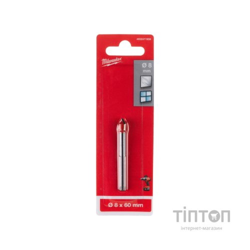 Свердло Milwaukee GENII по склу та плитці 8,0 х 60 мм (4932471959)
