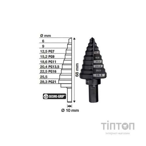 Свердло Milwaukee ступінчасте Step Drill, для електриків PG7-PG21 з кроком 2мм (48899321)