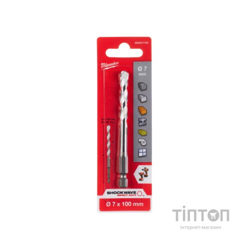 Свердло Milwaukee універсальне ShW HEX, 7x100 мм (4932471103)