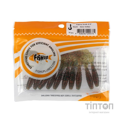 Силікон рибальський FishUP Fancy Grub 2.5" 019 - Motor Oil/Red (10шт/уп) (1864.13.86)