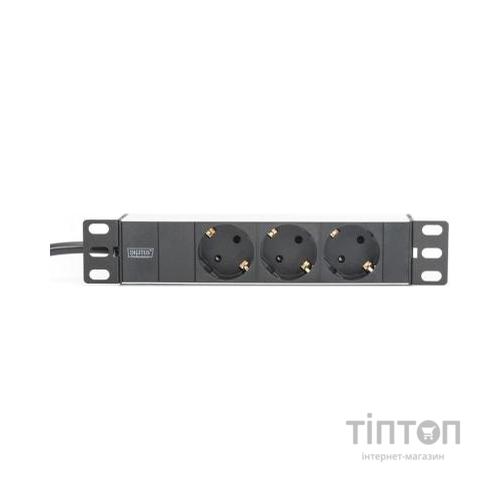Силовий блок 10" 1U, 16A, 230V 3xSchuko, вилка Schuko Digitus (DN-95411)