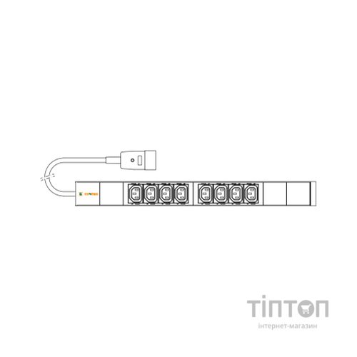 Силовий блок 19" 1U w/PDU 8 розеток IEC C13, вилка IEC320 C20, кабель 3м Conteg (IP-BA-C08C300016)