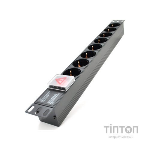 Силовий блок 19" 8 розеток, без кабеля, вимикач, алюм. корпус Pipo (PP8PDUGRC14)