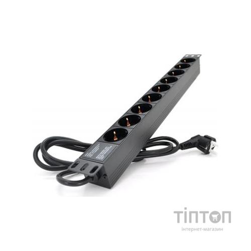 Силовий блок 19" 9 розеток, кабель 1.8м, алюм. корпус Pipo (PP9PDUGR)