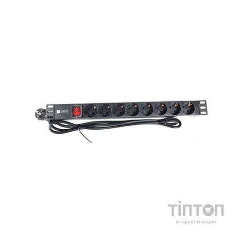 Силовий блок Eserver 19" 8 розеток, выкл., алюм. корпус PDU 220В, 16А (WT-2261A-GER-8WAY)
