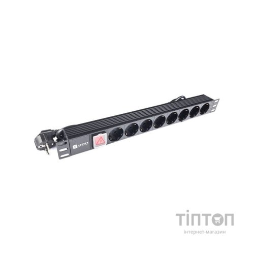Силовий блок Eserver 19" 8 розеток, выкл., алюм. корпус PDU 220В, 16А (WT-2261A-GER-8WAY)
