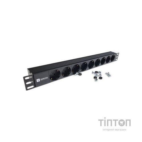 Силовий блок Eserver 19" 9 розеток, без выкл., без кабеля, алюм. корпус, 16А (WT-2261A-GER-9WAY-WO)