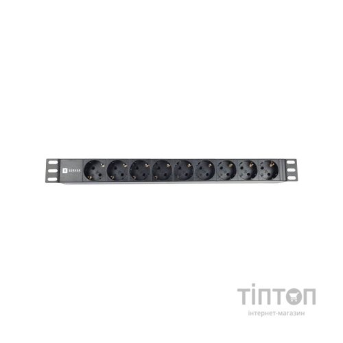 Силовий блок Eserver 19" 9 розеток, без выкл., без кабеля, алюм. корпус, 16А (WT-2261A-GER-9WAY-WO)