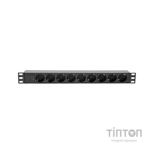 Силовий блок Kingda 19" 1U 9xSchuko, С14, без кабеля (KD-GER(16)N1009WKPB19A-C14)