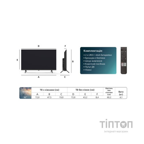 Телевізор Philips 32PFS6109/12