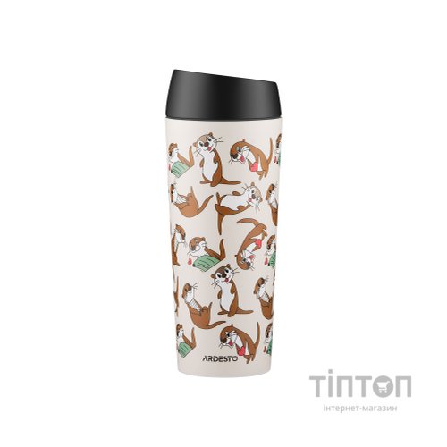 Термокружка Ardesto Coffee Time Animals Otter 450мл, нержавіюча сталь, бежевий (AR2645OT)