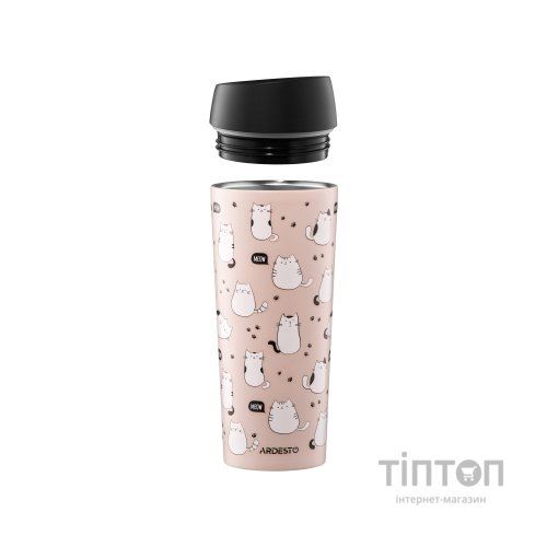 Термокружка Ardesto Coffee Time Cats 450мл, нержавіюча сталь, коричневий (AR2645FC)