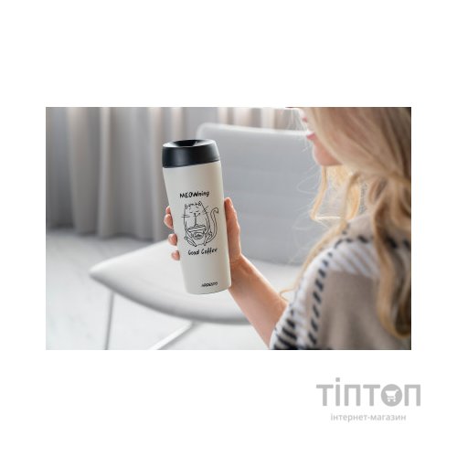 Термокружка Ardesto Coffee Тime Meowning 450 мл Бежева (AR2645WC)