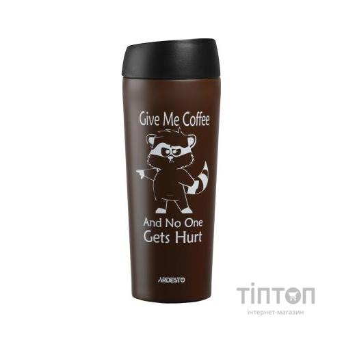 Термокружка Ardesto Coffee Time Raccoon 450 мл Brown (AR2645DML)