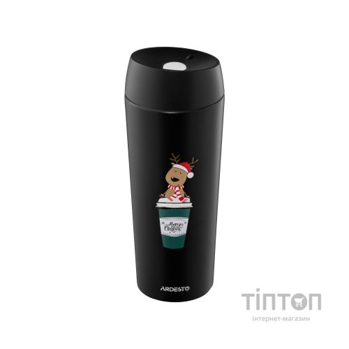 Термокружка Ardesto Coffee Time Reindeer 450мл, нержавіюча сталь, чорний (AR2645RN)