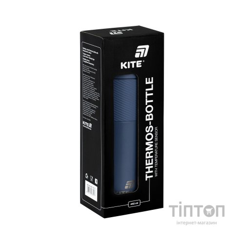 Термокружка Kite 1227 з термодатчиком 450 мл синій (K25-1227-2)