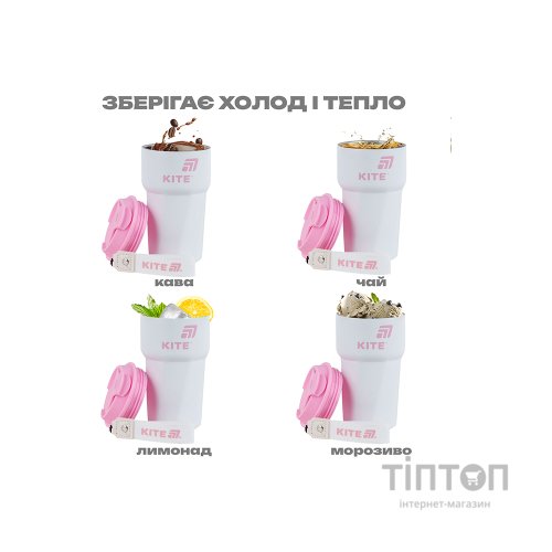 Термокружка Kite 450 мл біло-рожева (K25-1220-3)