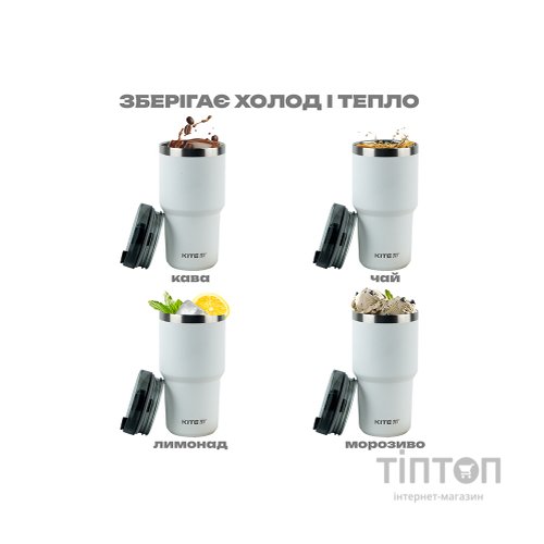 Термокружка Kite 600 мл біла (K24-1206-1)