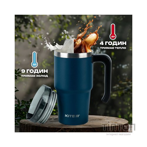 Термокружка Kite з ручкою 600 мл смарагдова (K24-1207-2)