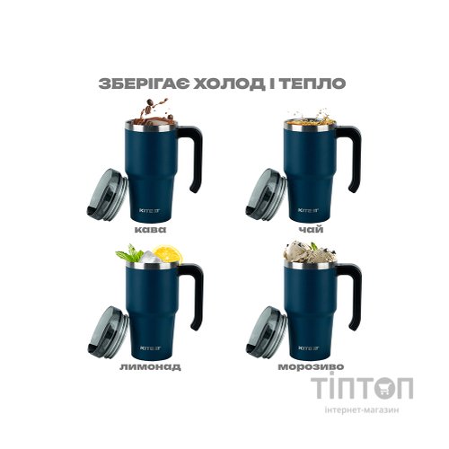 Термокружка Kite з ручкою 600 мл смарагдова (K24-1207-2)