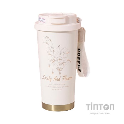 Термокружка Merlion TermCoffee 500 мл з трубочкою, біла (TermCoffee-500W)