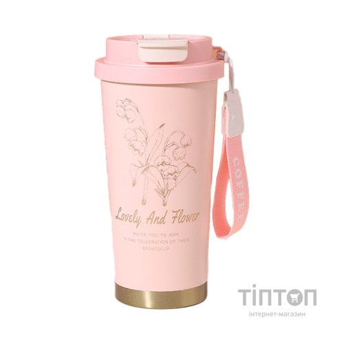 Термокружка Merlion TermCoffee 500 мл з трубочкою, рожева (TermCoffee-500Pink)