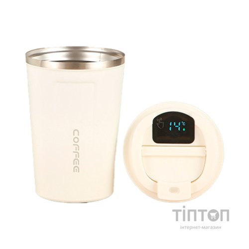 Термокружка Merlion з LED дисплеєм 380 мл, біла (Termo-304LED-380White)