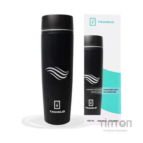 Термокружка Tavialo матовий чорний колір + 2 ущільнювальних кільця 460 мл (190460101)