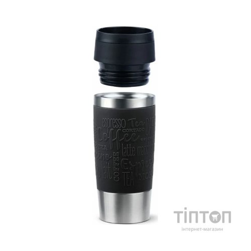 Термокружка Tefal Travel Mug Classic, 360мл, нержавіюча сталь, чорний (N2020210)