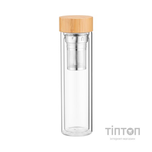 Термос Ardesto 450 мл боросилікатне скло бамбукова кришка (AR1345BB)