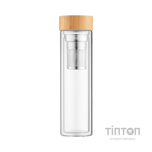 Термос Ardesto 450 мл боросилікатне скло бамбукова кришка (AR1345BB)