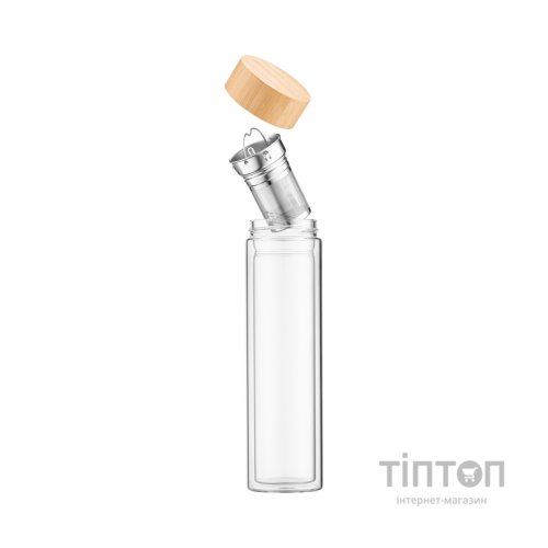 Термос Ardesto 450 мл боросилікатне скло бамбукова кришка (AR1345BB)