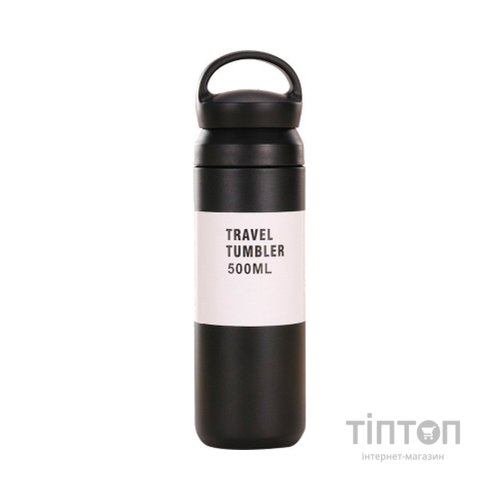 Термос Merlion Travel Tumbler 350 мл, подвійна кришка з ручкою, чорний (SUS304-350Black)
