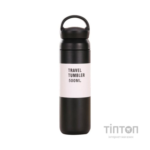Термос Merlion Travel Tumbler 500 мл, подвійна кришка з ручкою, чорний (SUS304-500Black)