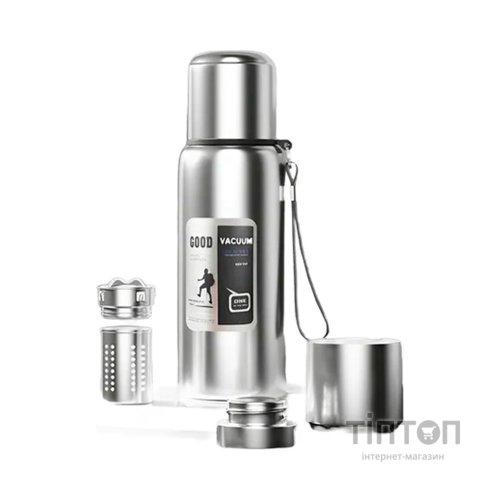 Термос Merlion з ситечком та чашкою 1 л, сталевий (ZK-127-1000Grey)