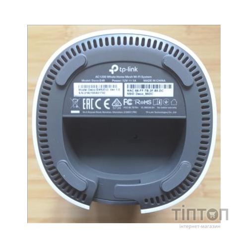 Точка доступу Wi-Fi TP-Link DECO E4 1 pcs AC1200, 2xFE LAN/WAN, MESH, MU-MIMO, Beamformi (DECO-E4-1-PACK)