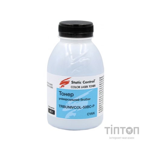 Тонер Brother 50г cyan, фасовка Static Control (TRBUNIVCOL-50BC-P)