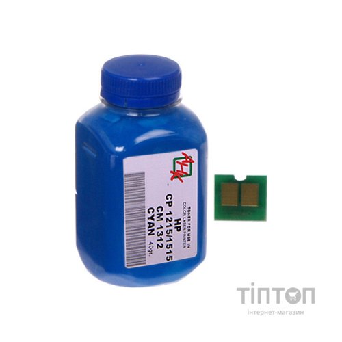 Тонер HP CLJ CP1215/CP1515/CM1312 40г Cyan+chip AHK (1500140)