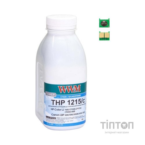 Тонер HP CLJ CP1215/CP1515/CM1312 40г Cyan +chip WWM (TC1215C)