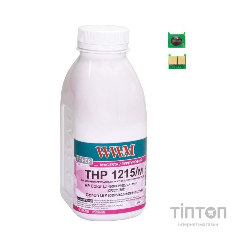 Тонер HP CLJ CP1215/CP1515/CM1312 40г Magenta +chip WWM (TC1215M)