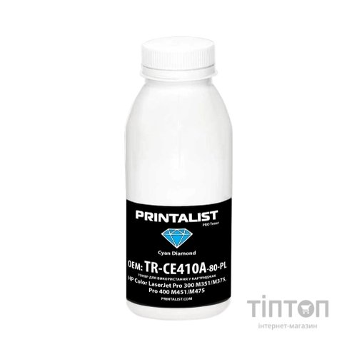 Тонер HP CLJ Pro 300 M351/M375, Pro 400 M451/M475, 80г Cyan Printalist (TR-CE410A-80-PL)