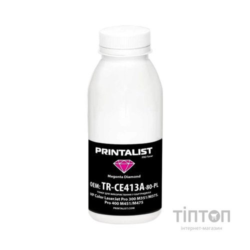 Тонер HP CLJ Pro 300 M351/M375, Pro 400 M451/M475, 80г Magenta Printalist (TR-CE413A-80-PL)